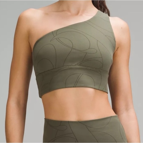 Lululemon Other - Lululemon Align Asymmetrical Bra Size 8 Olive Green One Shoulder Sport